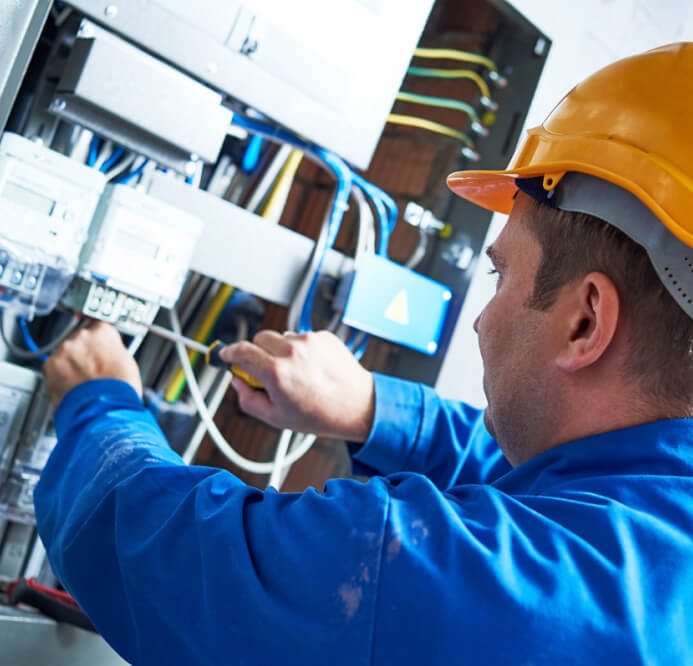 Construction worker doing installation upgrades
